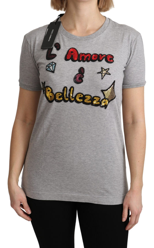 T-shirt en coton gris Dolce &amp; Gabbana Love and Beauty