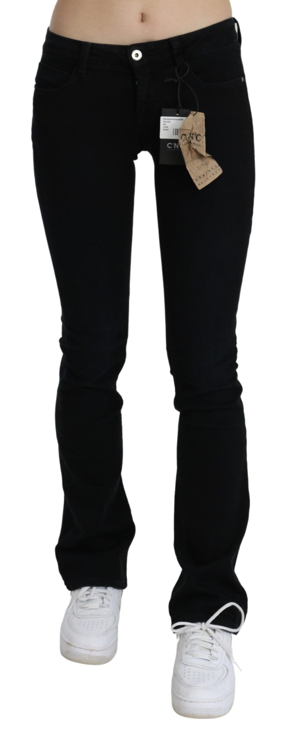 Costume National Jean skinny noir taille basse en coton