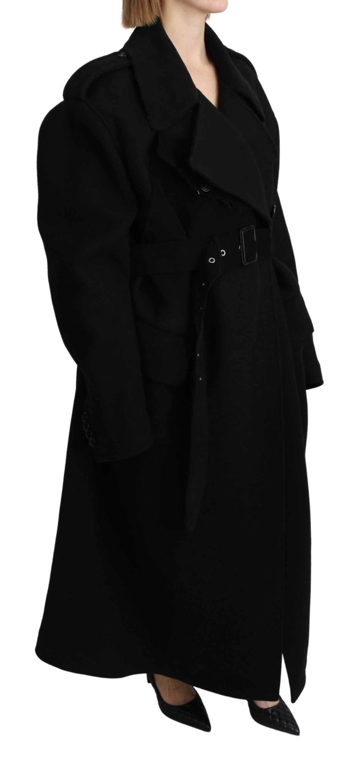 Dolce &amp; Gabbana – Schwarze Blazer-Trenchcoat-Jacke aus Schurwolle