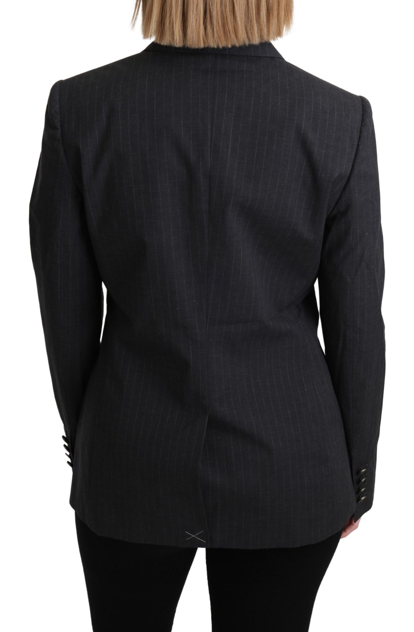 Veste blazer grise en coton à boutonnage simple Dolce &amp; Gabbana