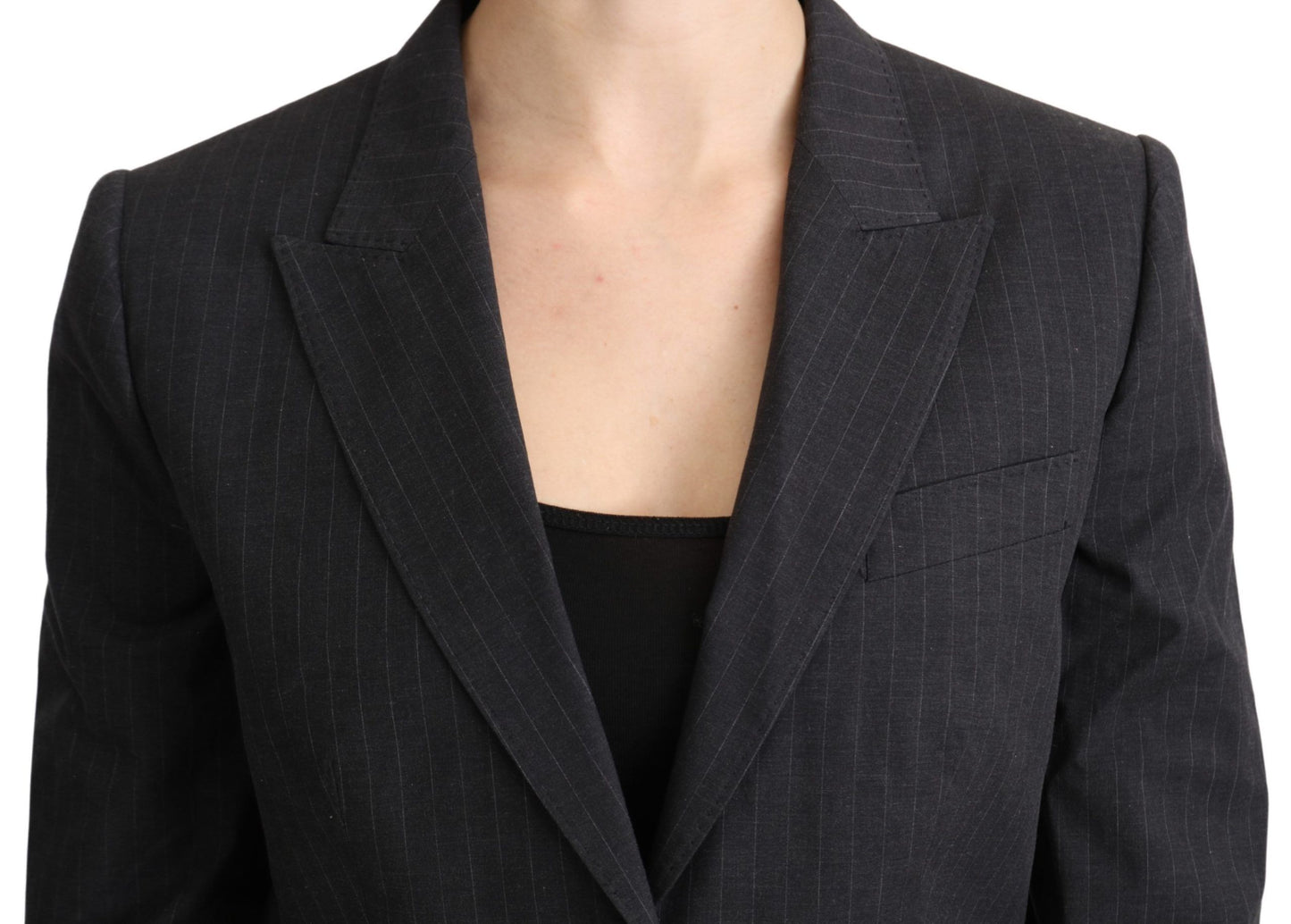 Veste blazer grise en coton à boutonnage simple Dolce &amp; Gabbana