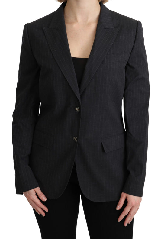 Veste blazer grise en coton à boutonnage simple Dolce &amp; Gabbana