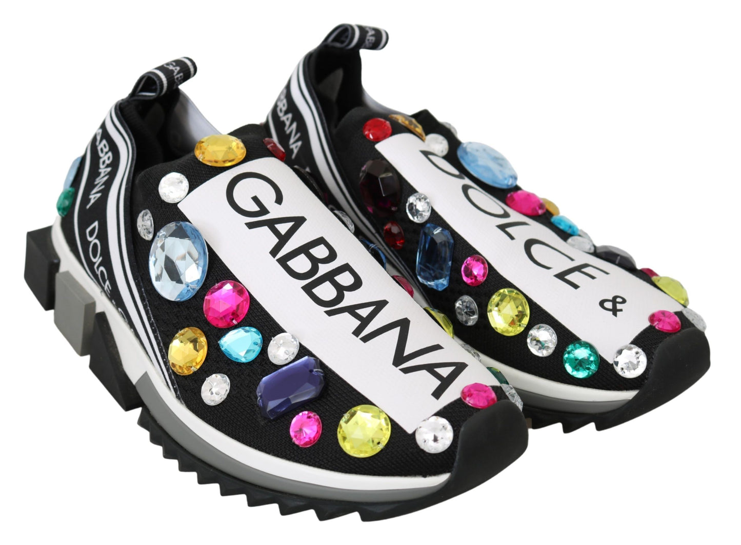 Baskets noires et multicolores à cristaux Dolce &amp; Gabbana