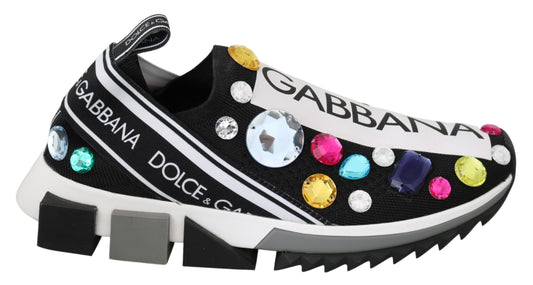 Baskets noires et multicolores à cristaux Dolce &amp; Gabbana