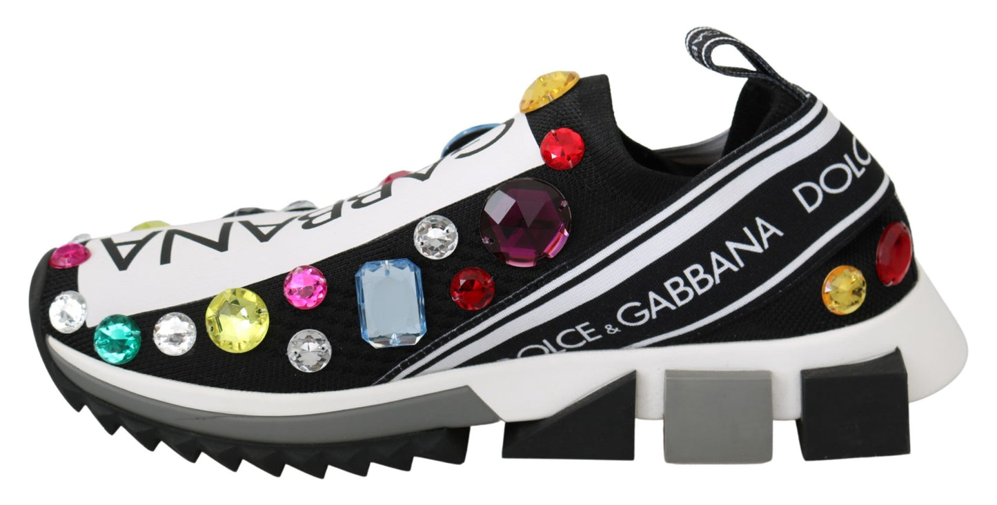 Baskets noires et multicolores à cristaux Dolce &amp; Gabbana
