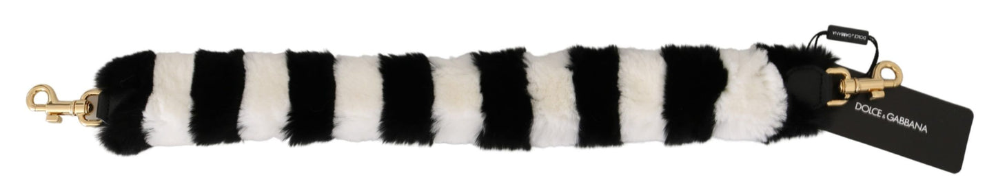 Bandoulière accessoire en fourrure de lapin noir et blanc Dolce &amp; Gabbana