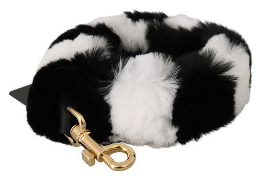 Bandoulière accessoire en fourrure de lapin noir et blanc Dolce &amp; Gabbana