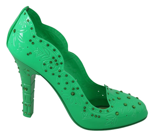 Chaussures à talons Dolce &amp; Gabbana Cendrillon à fleurs et cristaux verts