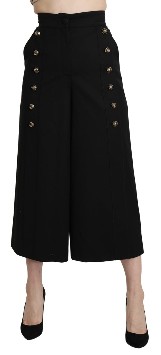 Pantalon court large en laine noire Dolce &amp; Gabbana