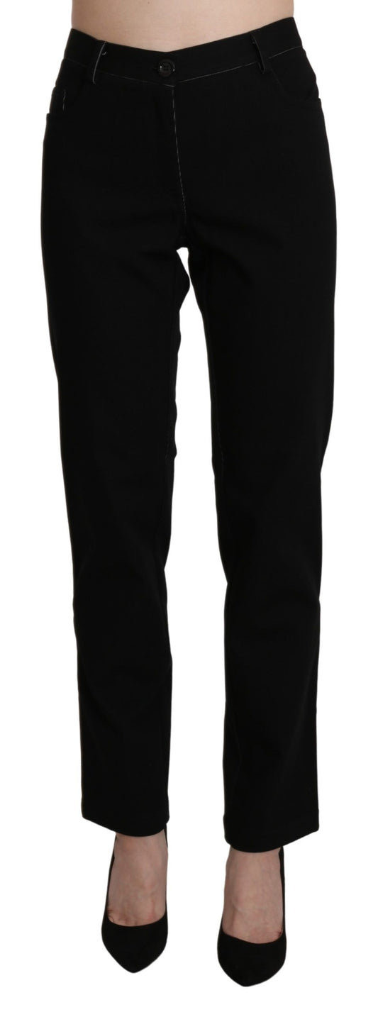 Pantalon décontracté droit taille haute noir BENCIVENGA
