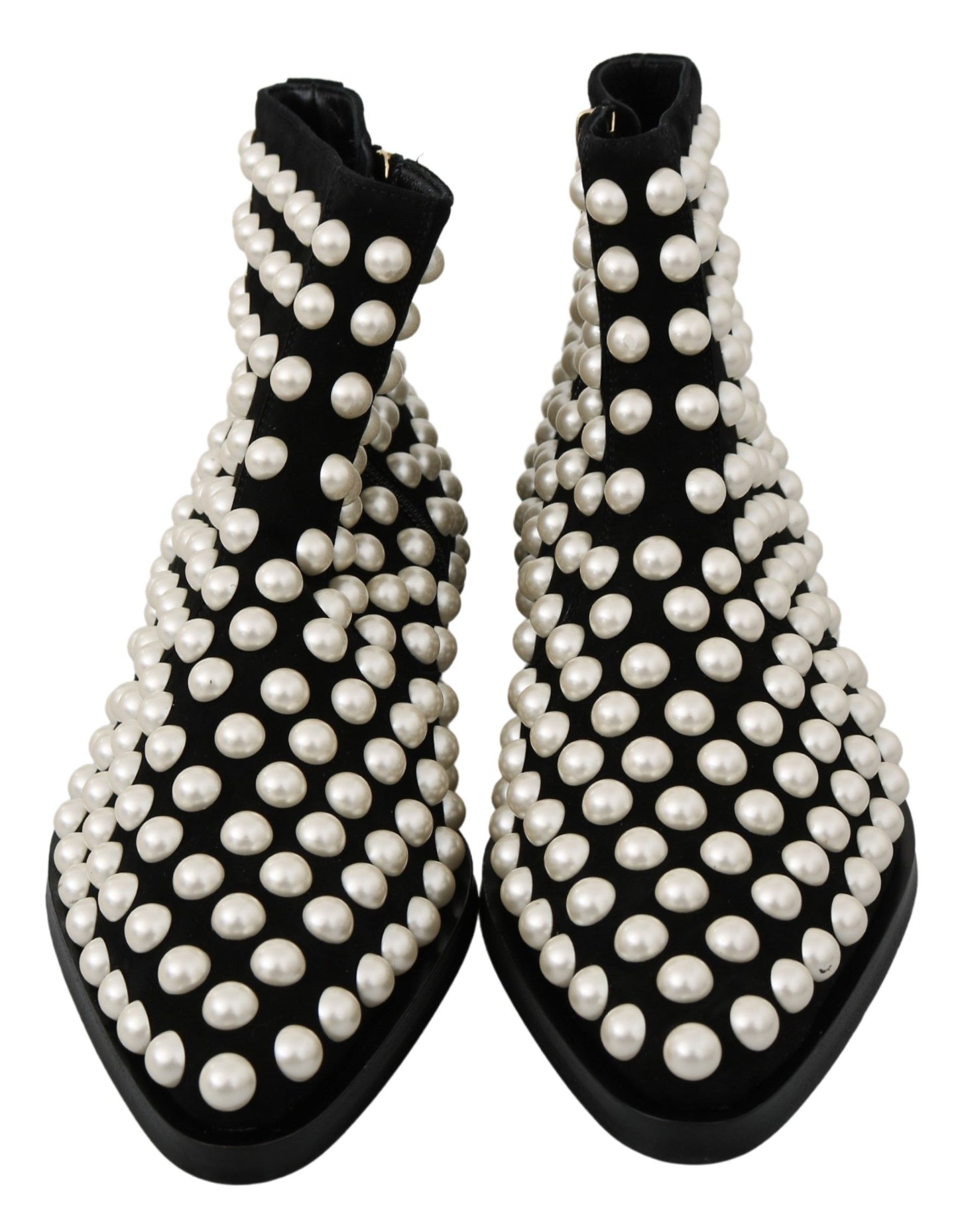 Bottes en daim noir à clous nacrés Dolce &amp; Gabbana