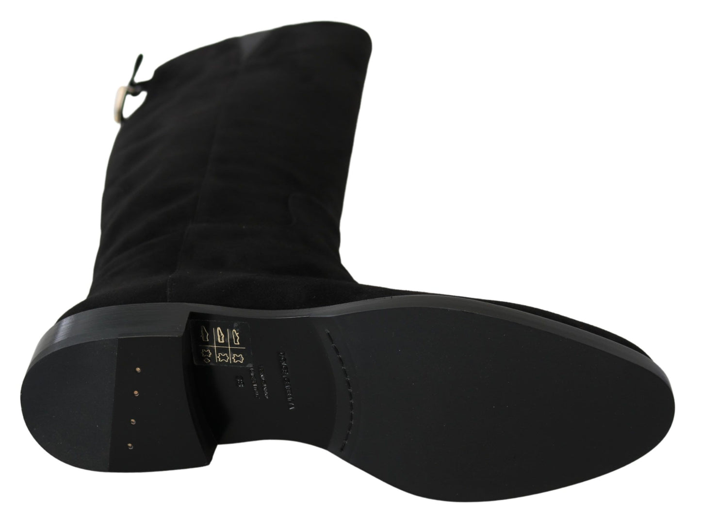 Bottes plates hautes en daim noir Dolce &amp; Gabbana