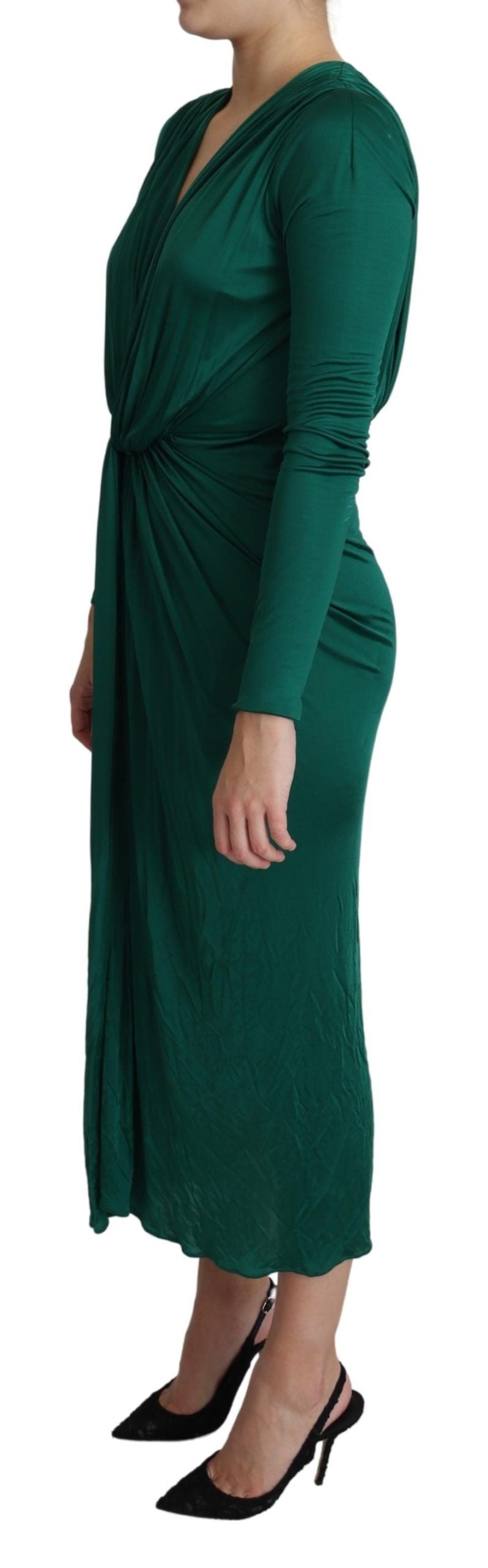 Robe mi-longue ajustée en viscose verte Dolce &amp; Gabbana