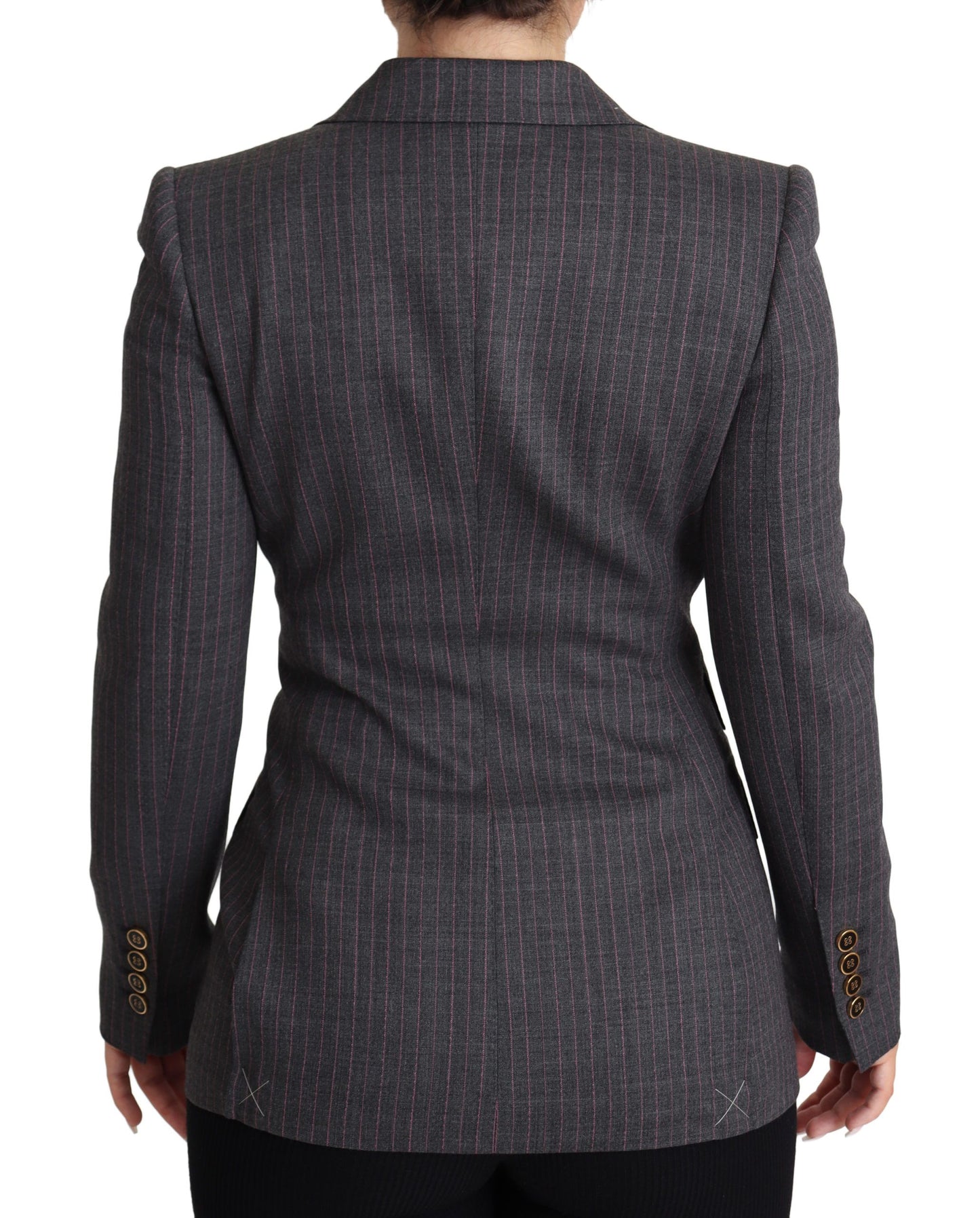 Dolce &amp; Gabbana - Veste blazer ajustée grise en laine à simple boutonnage