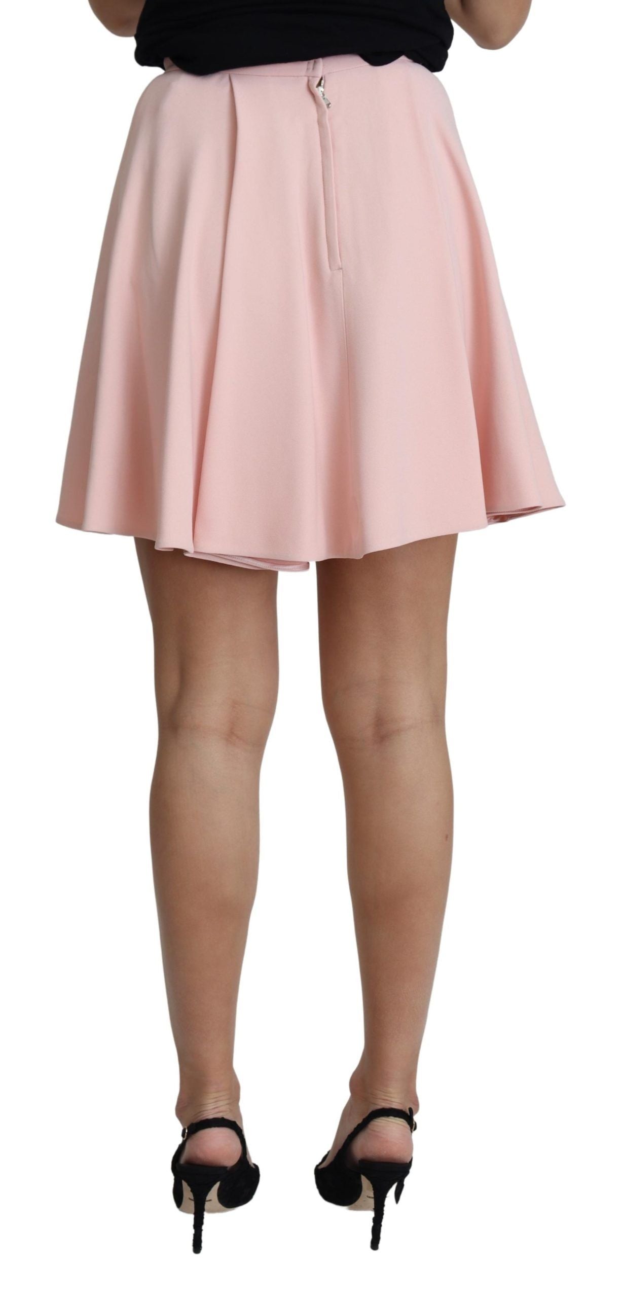 Mini robe trapèze évasée plissée rose Dolce &amp; Gabbana en rayonne