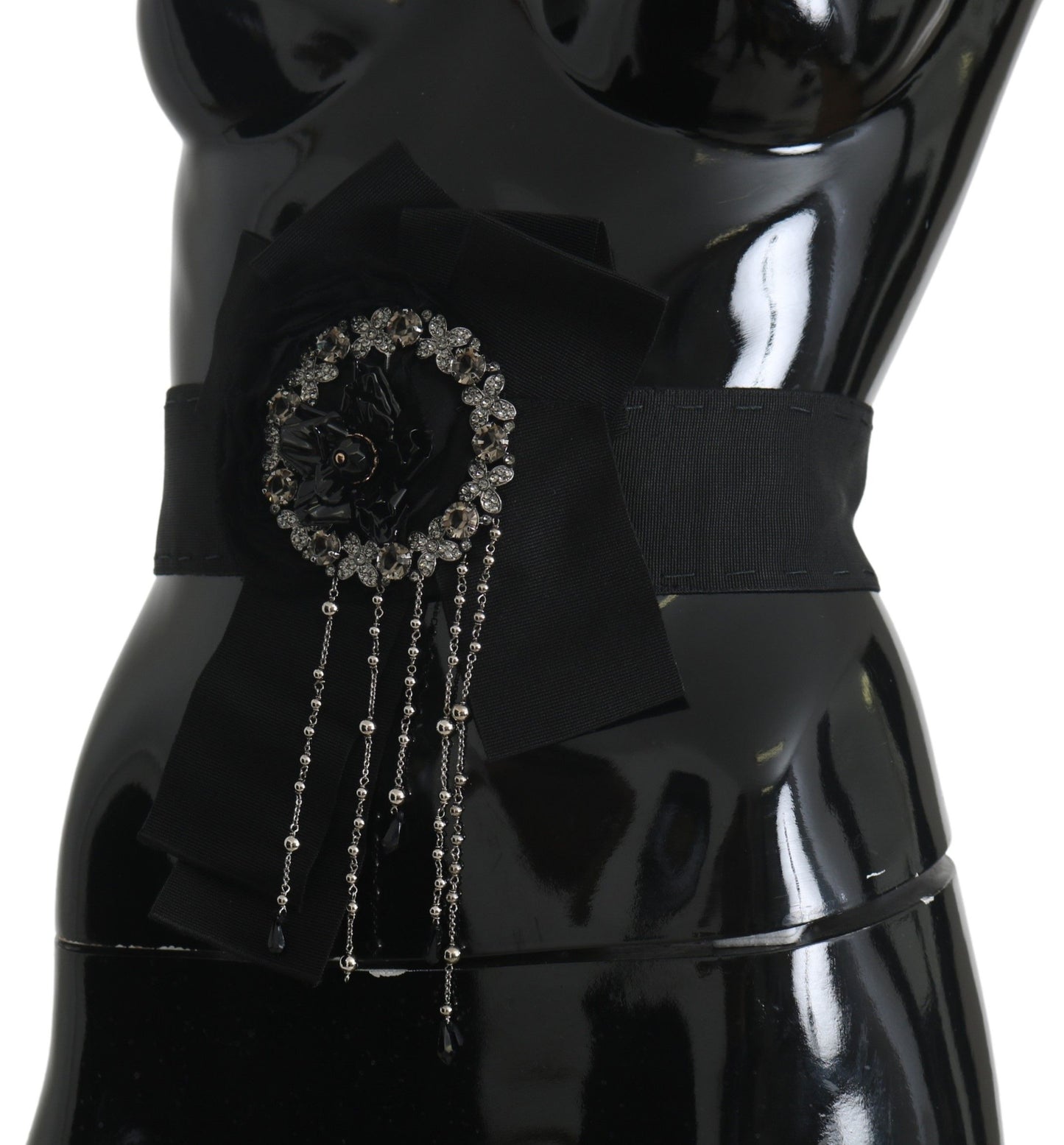 Ceinture large Dolce &amp; Gabbana avec broche en cristal noir SATORIA