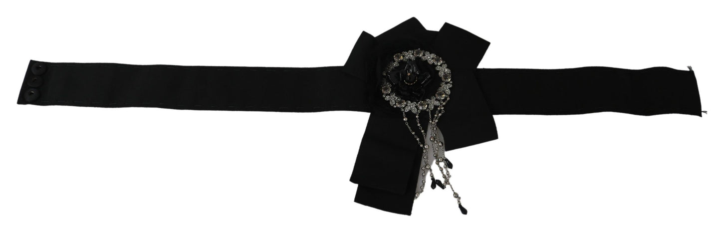 Ceinture large Dolce &amp; Gabbana avec broche en cristal noir SATORIA