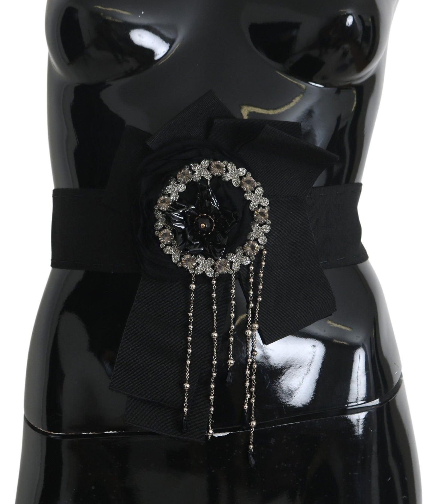 Ceinture large Dolce &amp; Gabbana avec broche en cristal noir SATORIA