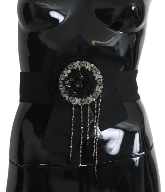 Ceinture large Dolce &amp; Gabbana avec broche en cristal noir SATORIA