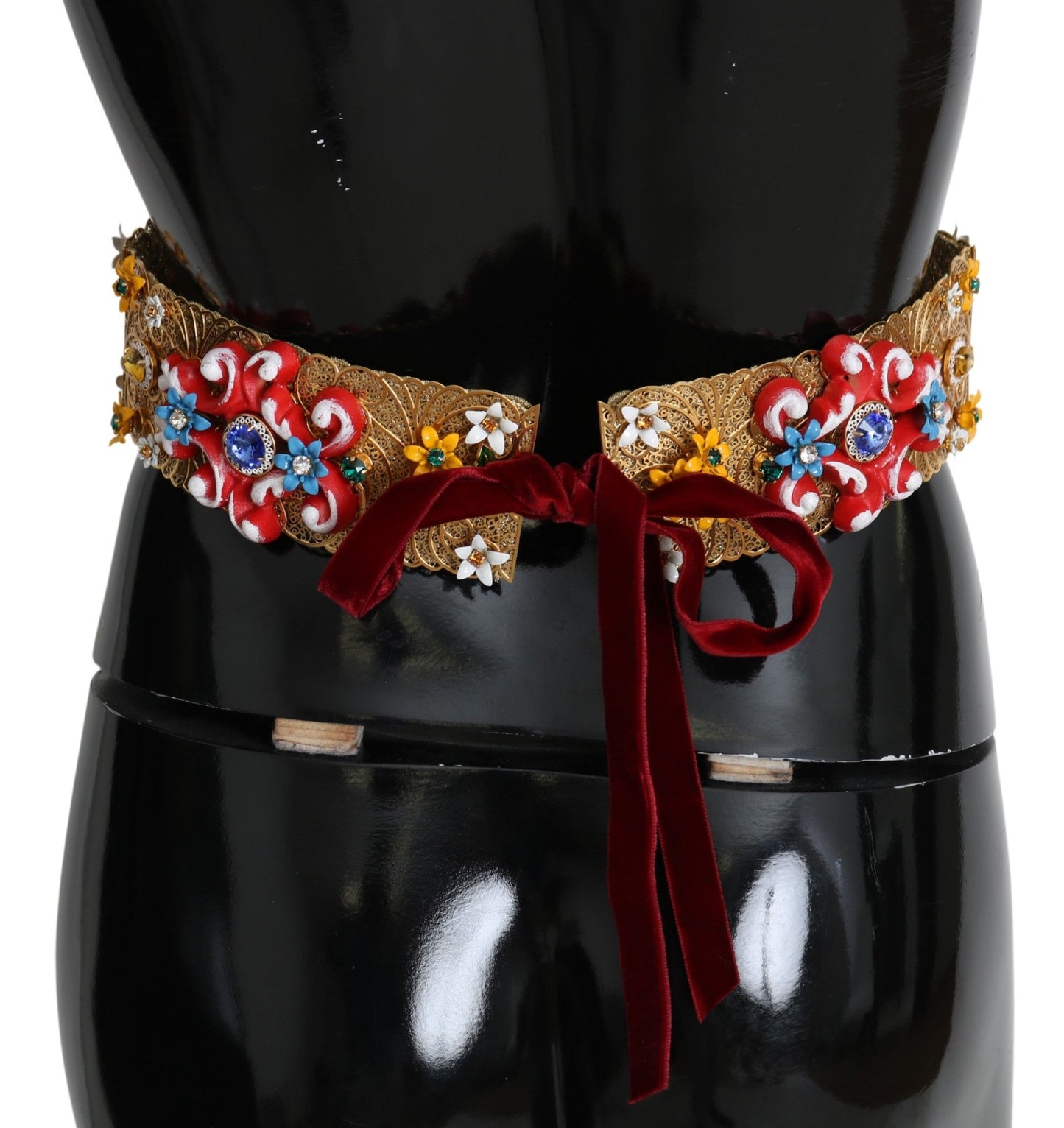 Ceinture dorée à taille large ornée de cristaux floraux Dolce &amp; Gabbana