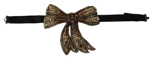 Nœud papillon Dolce &amp; Gabbana en soie dorée ornée de strass pour femme