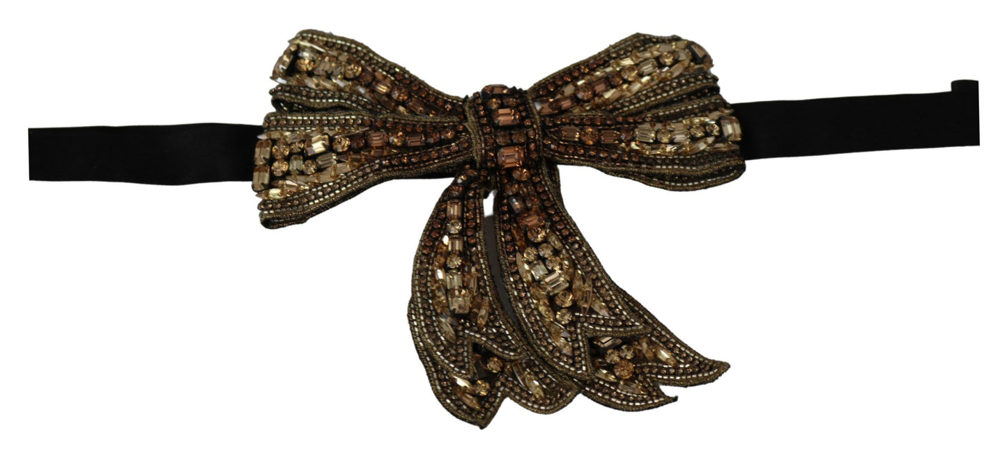 Nœud papillon Dolce &amp; Gabbana en soie dorée ornée de strass pour femme