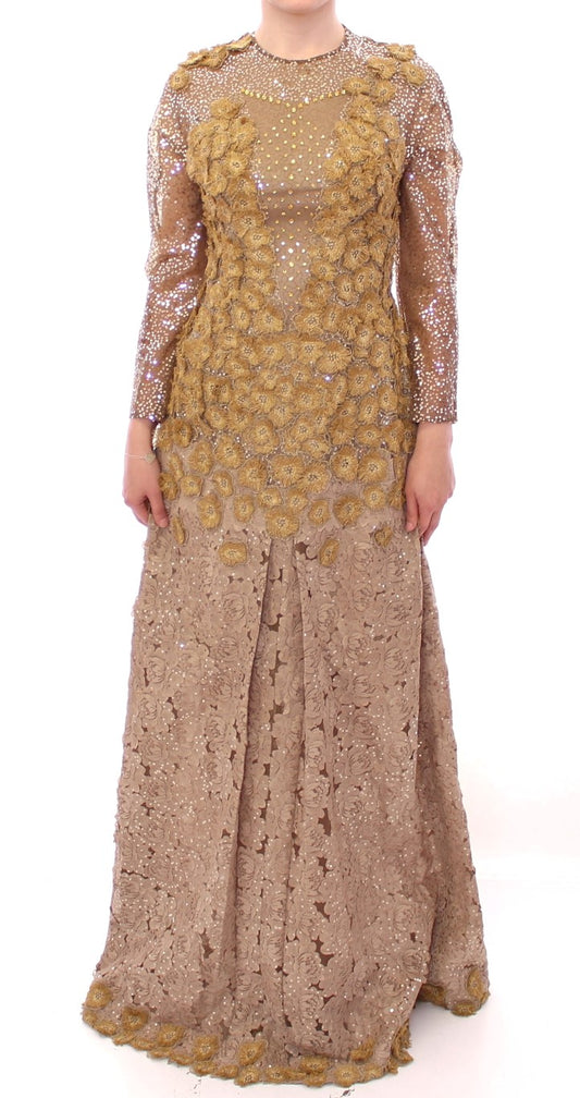 Robe longue en dentelle et cristaux Lanre Da Silva Ajayi GOLD