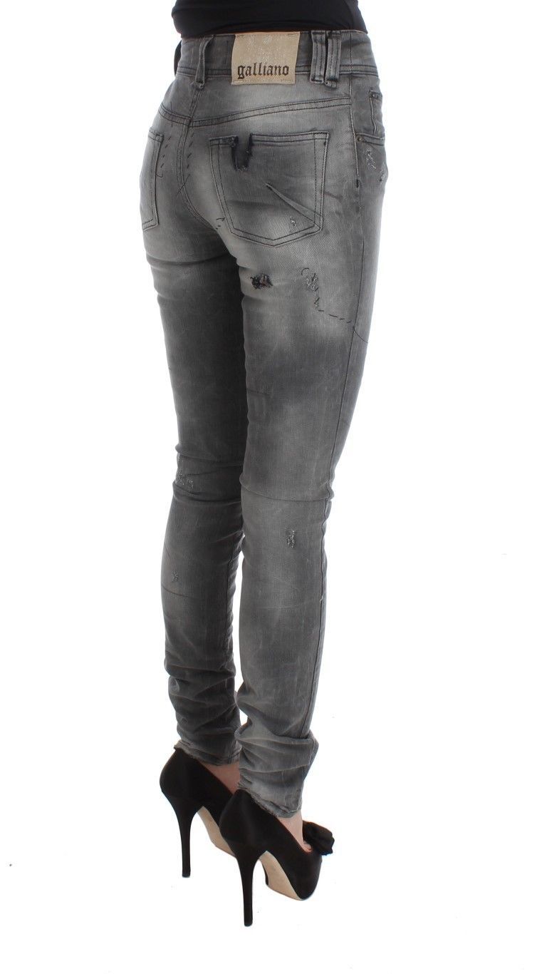 Jean slim en coton mélangé délavé gris John Galliano