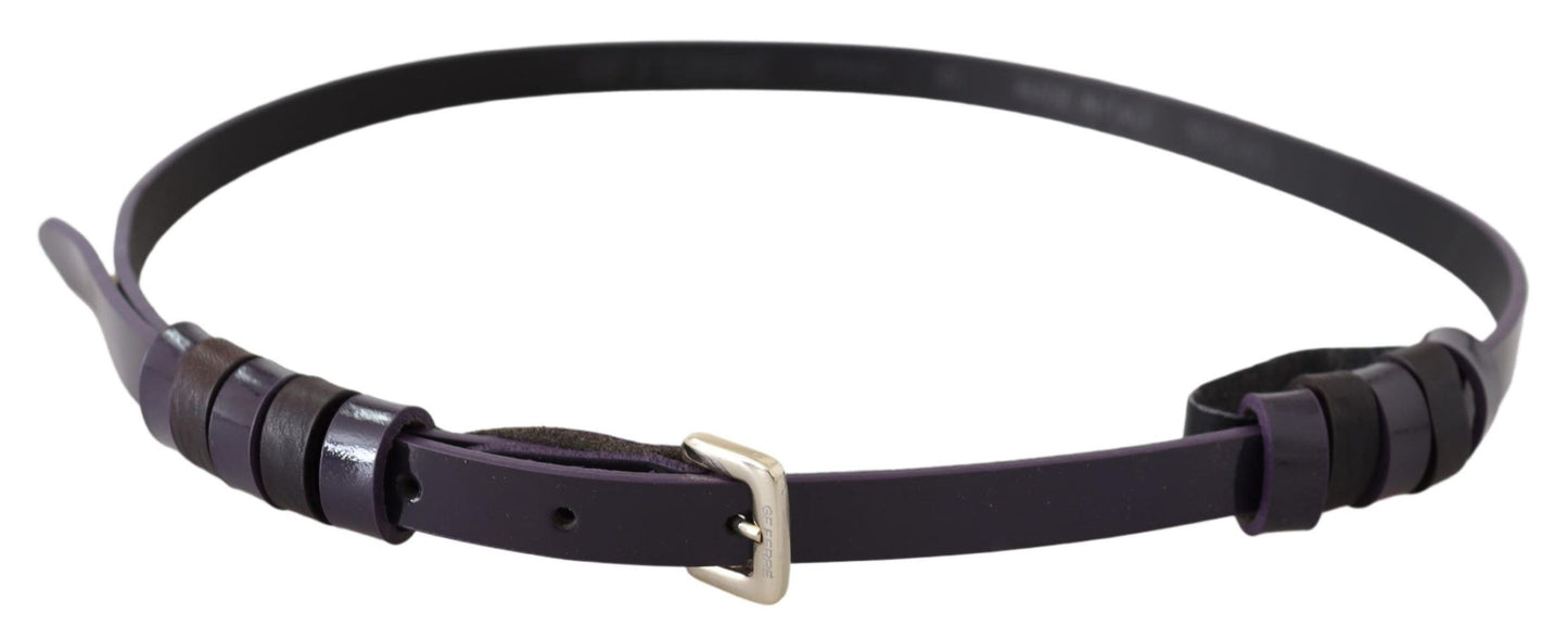 GF Ferre – Dünner Gürtel aus schwarzem Leder mit goldfarbener Metall-Chrom-Schnalle