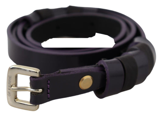 GF Ferre – Dünner Gürtel aus schwarzem Leder mit goldfarbener Metall-Chrom-Schnalle