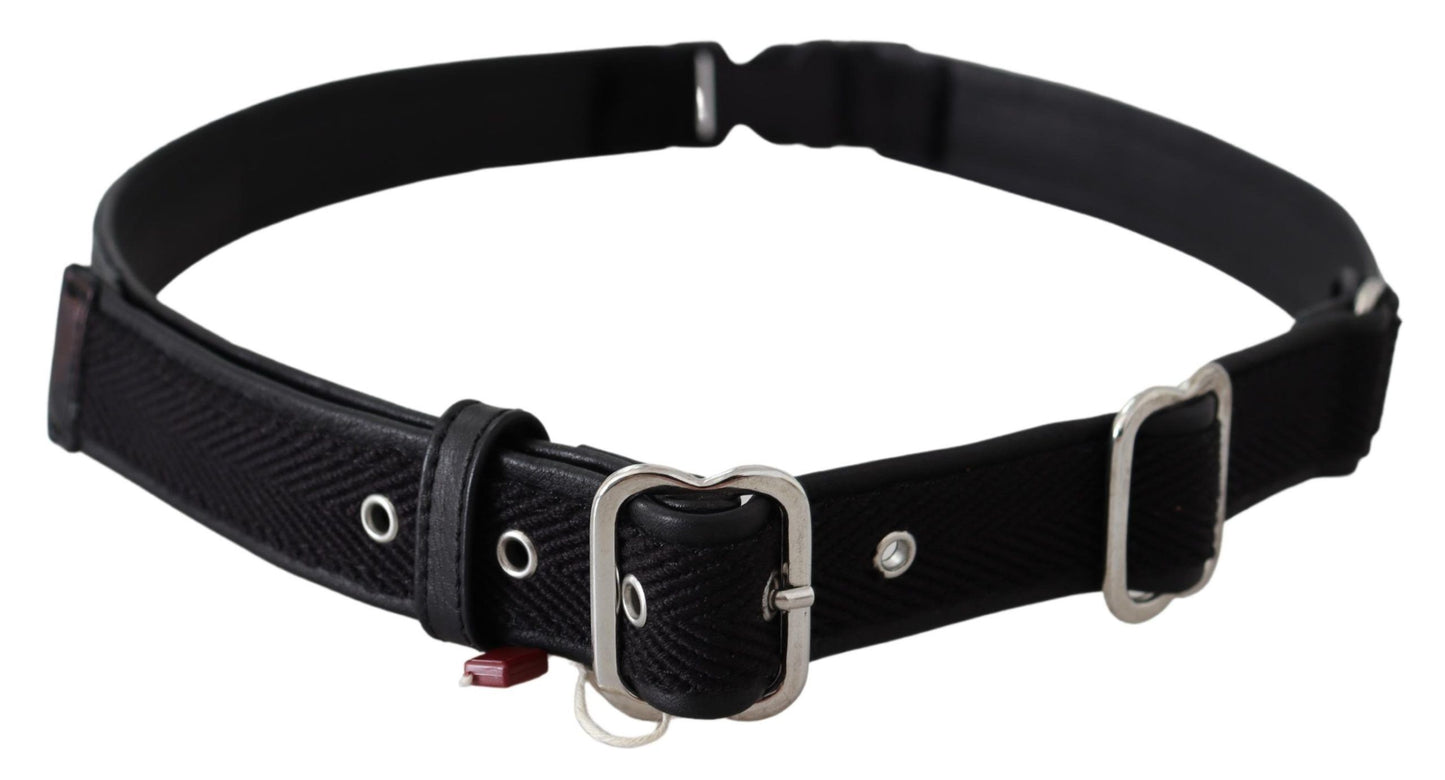 GF Ferre Gürtel aus schwarzem Leder mit silberner Chrom-Metallschnalle