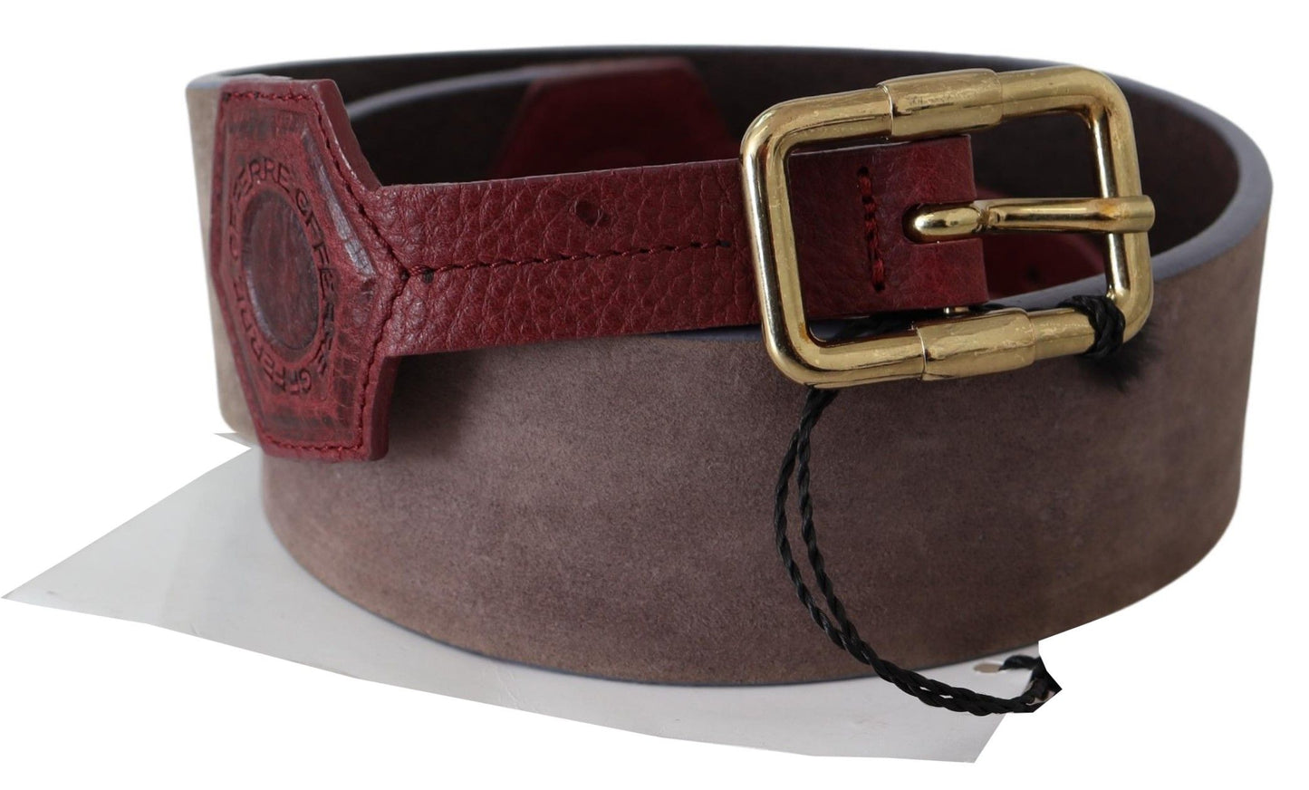 GF Ferre – Breiter Gürtel aus braunem Leder mit goldfarbener Chrom-Logoschnalle