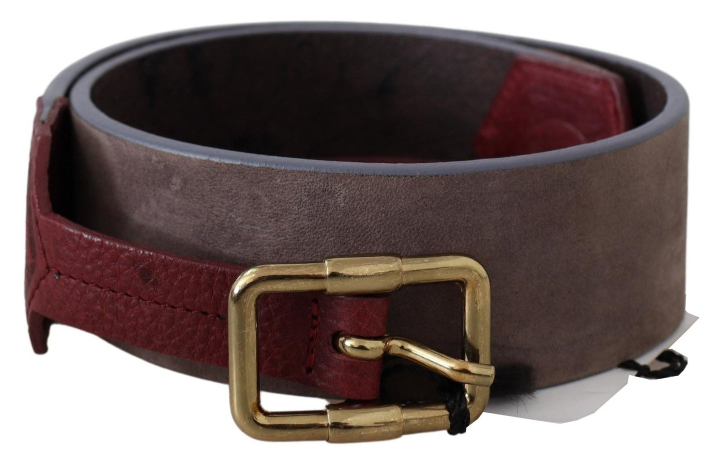GF Ferre – Breiter Gürtel aus braunem Leder mit goldfarbener Chrom-Logoschnalle