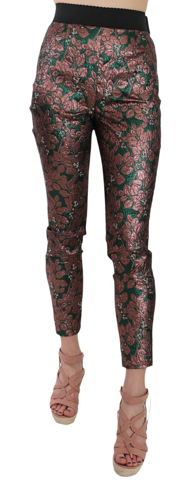 Pantalon court en jacquard de brocart irisé multicolore Dolce &amp; Gabbana