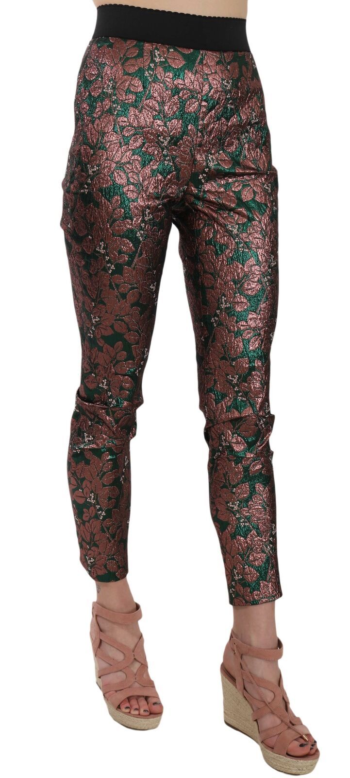 Pantalon court en jacquard de brocart irisé multicolore Dolce &amp; Gabbana