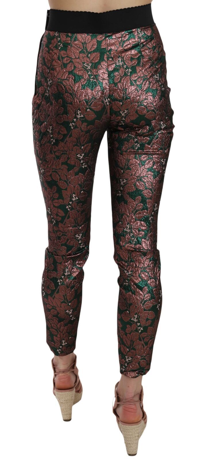 Pantalon court en jacquard de brocart irisé multicolore Dolce &amp; Gabbana