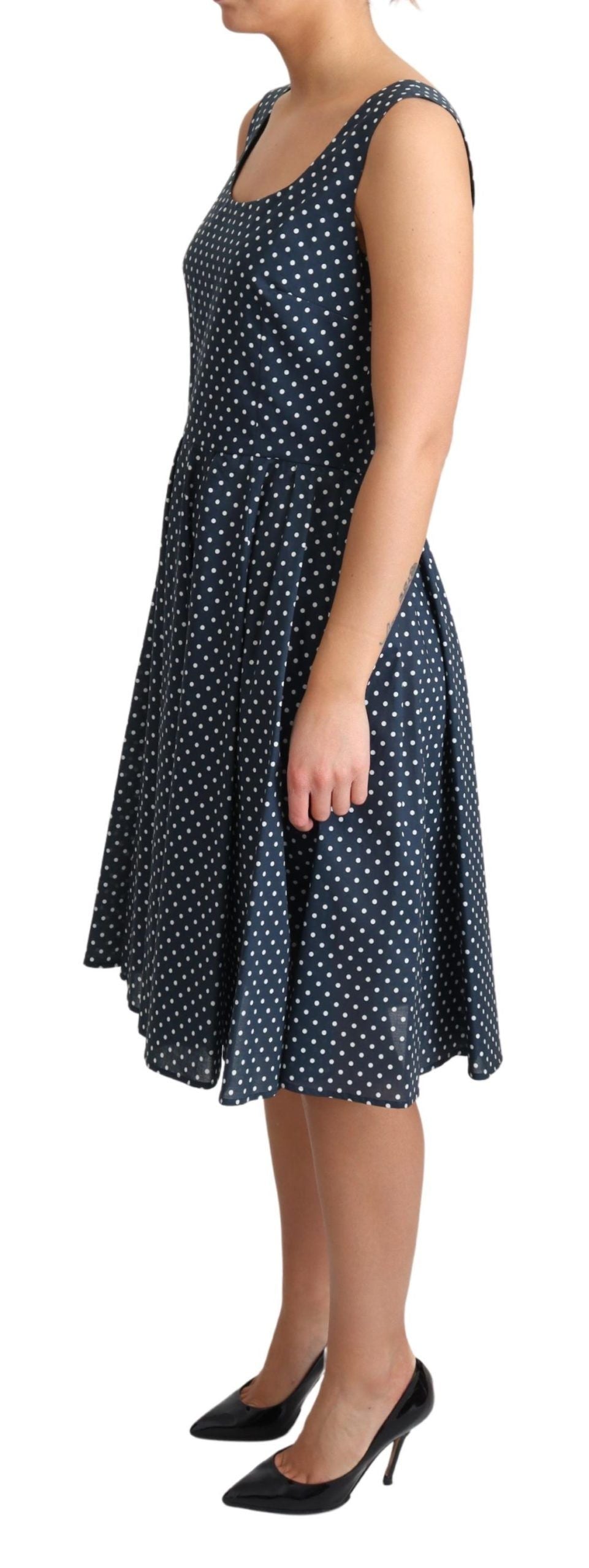 Robe trapèze en coton bleu à pois Dolce &amp; Gabbana