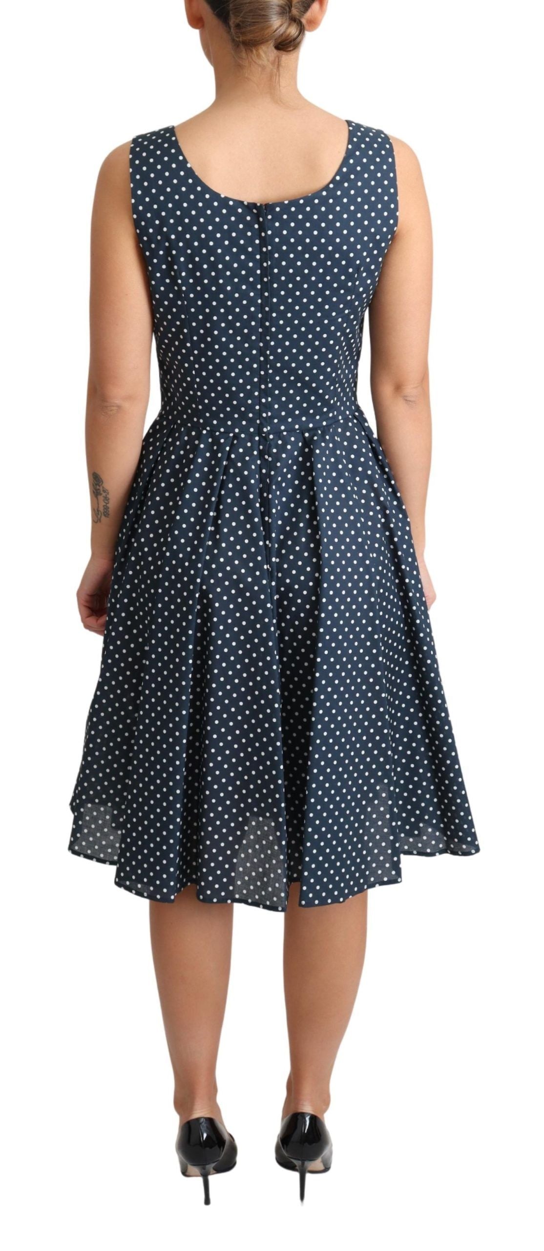 Robe trapèze en coton bleu à pois Dolce &amp; Gabbana