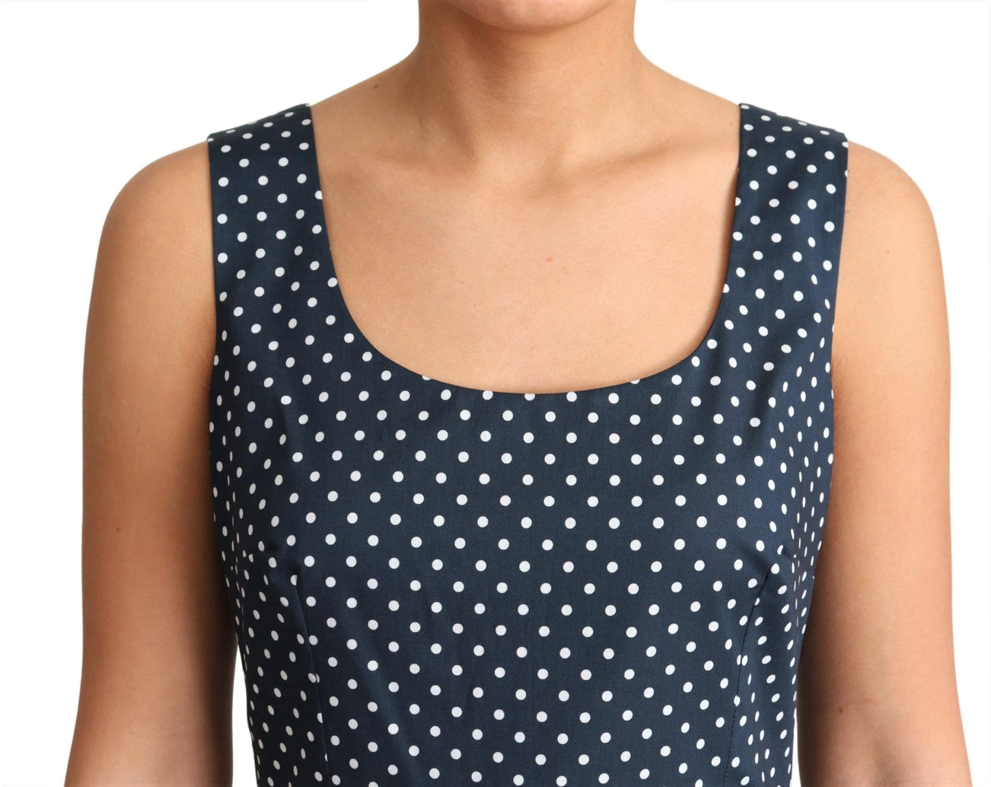 Robe trapèze en coton bleu à pois Dolce &amp; Gabbana