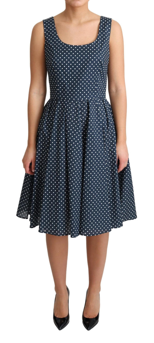 Robe trapèze en coton bleu à pois Dolce &amp; Gabbana