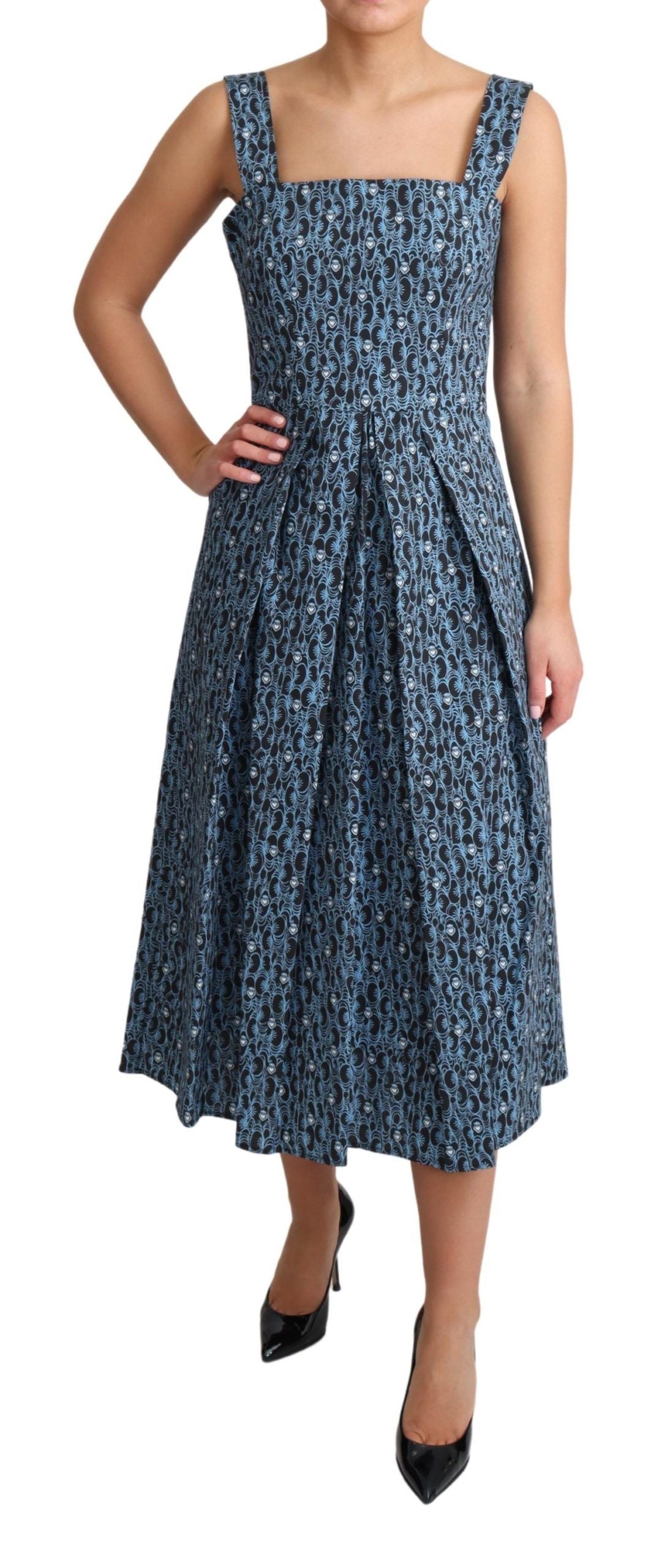 Robe trapèze en coton stretch à cœur bleu Dolce &amp; Gabbana