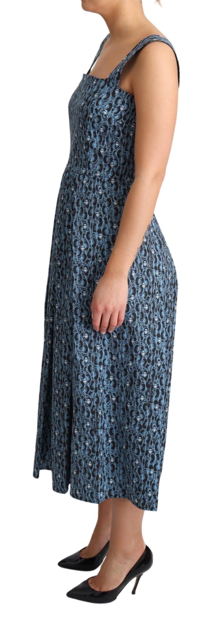 Robe trapèze en coton stretch à cœur bleu Dolce &amp; Gabbana