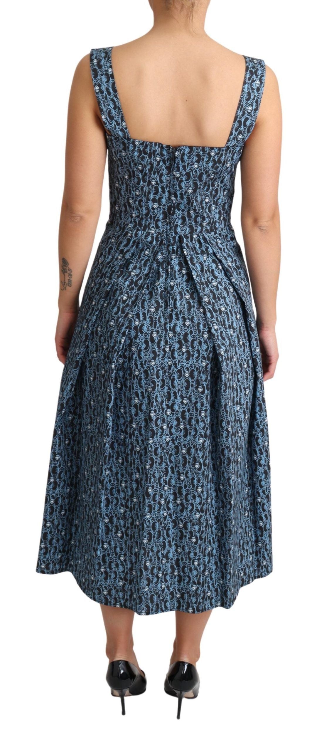 Robe trapèze en coton stretch à cœur bleu Dolce &amp; Gabbana