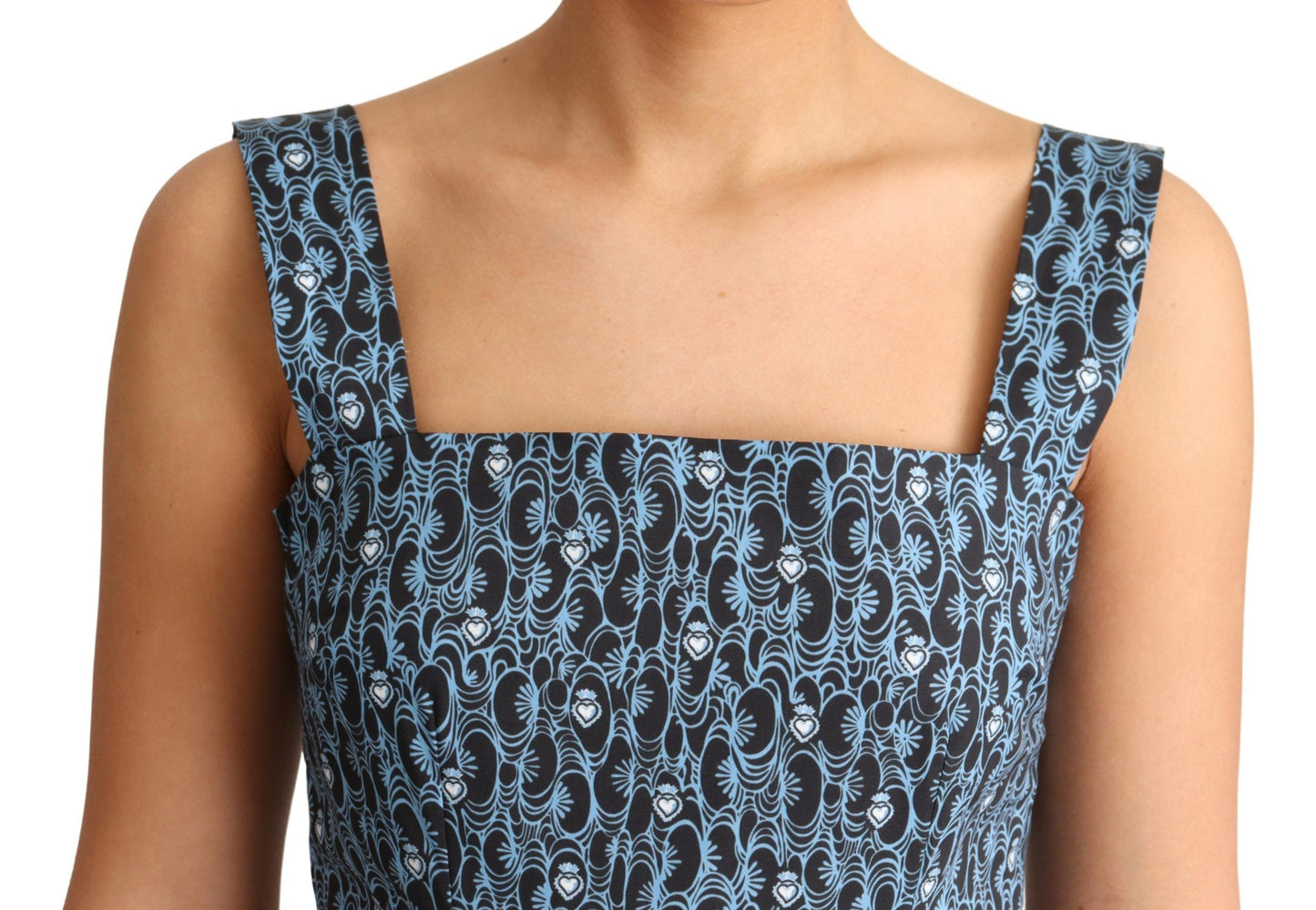 Robe trapèze en coton stretch à cœur bleu Dolce &amp; Gabbana