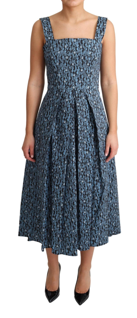 Robe trapèze en coton stretch à cœur bleu Dolce &amp; Gabbana