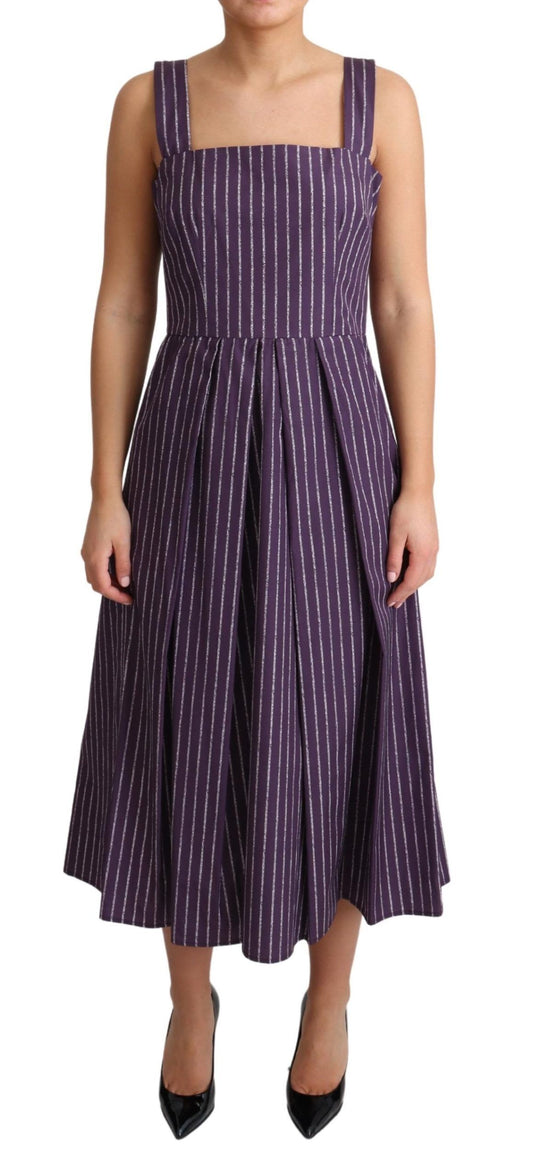 Robe trapèze en coton extensible à rayures violettes Dolce &amp; Gabbana