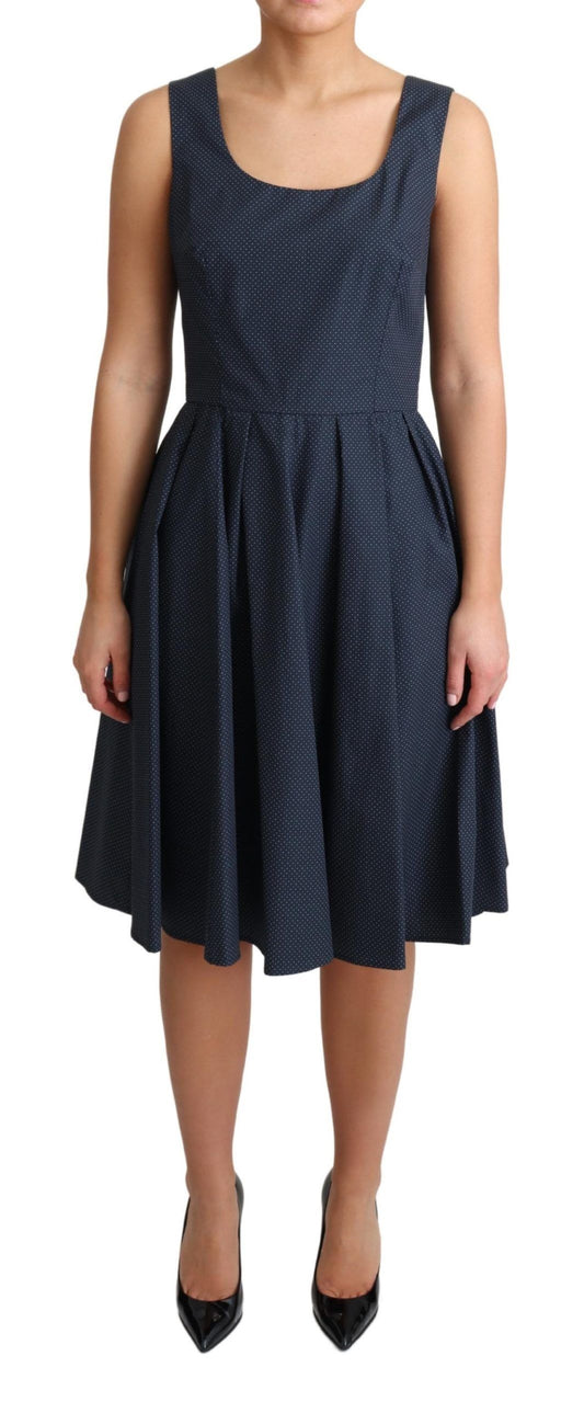 Robe trapèze en coton à pois bleus Dolce &amp; Gabbana