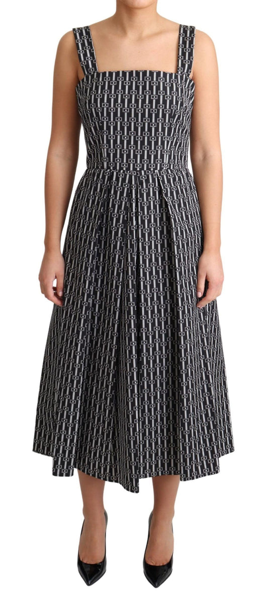 Robe trapèze en coton à motifs noirs et blancs Dolce &amp; Gabbana