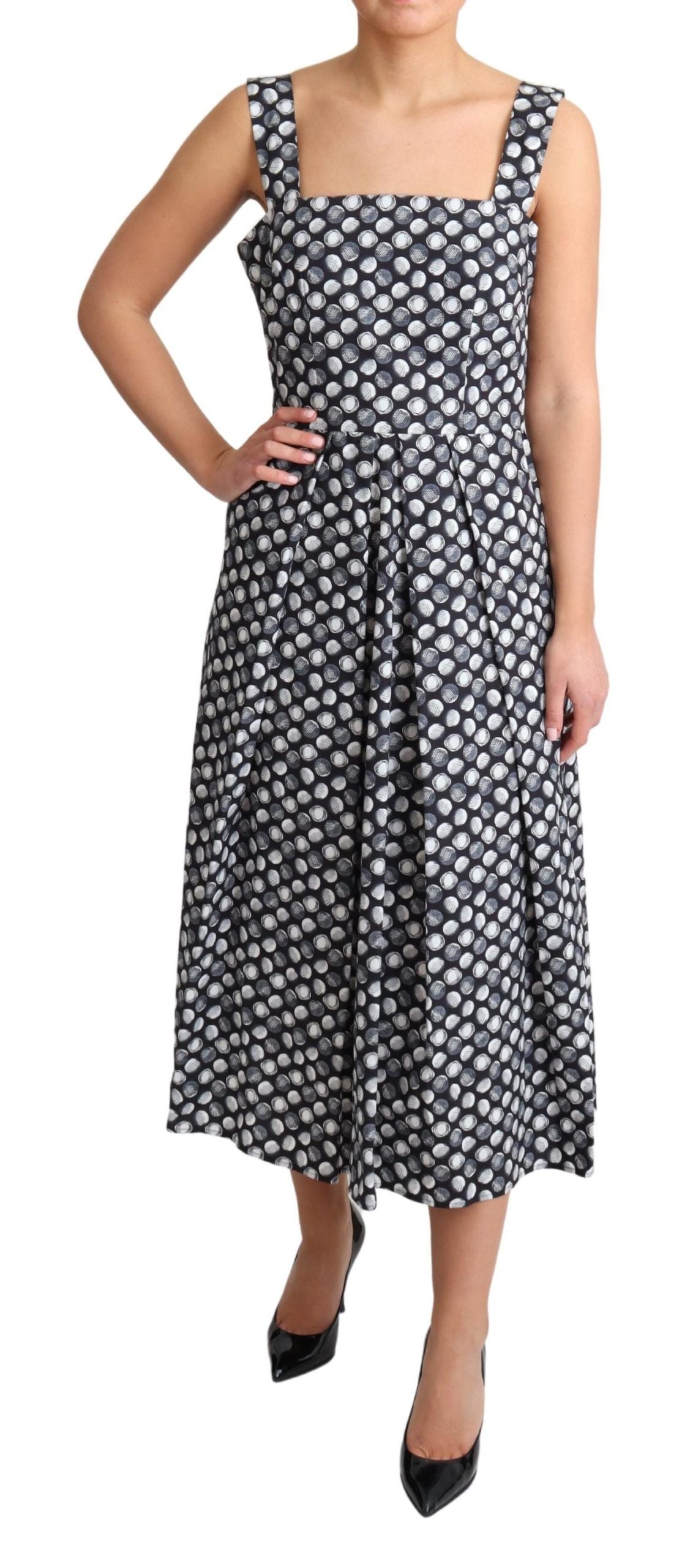 Robe trapèze en coton bleu à motifs géométriques Dolce &amp; Gabbana