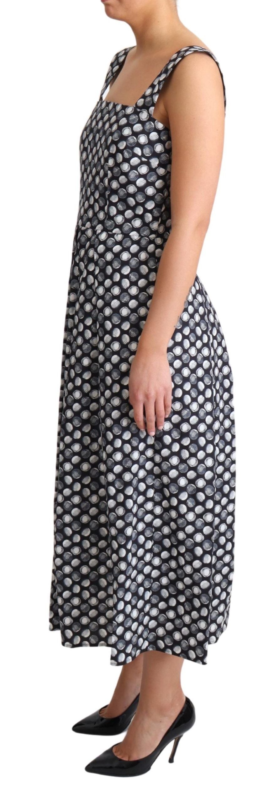 Robe trapèze en coton bleu à motifs géométriques Dolce &amp; Gabbana